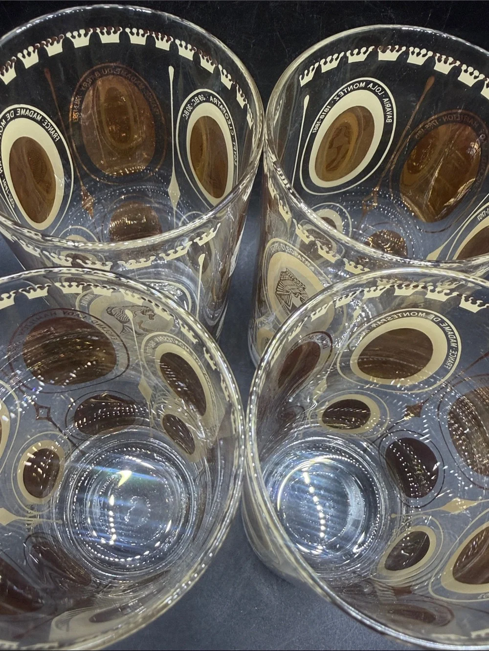 Set 4 Vintage Mid-Century Modern Courtesan / Royal Ladies Highball Glasses Cups